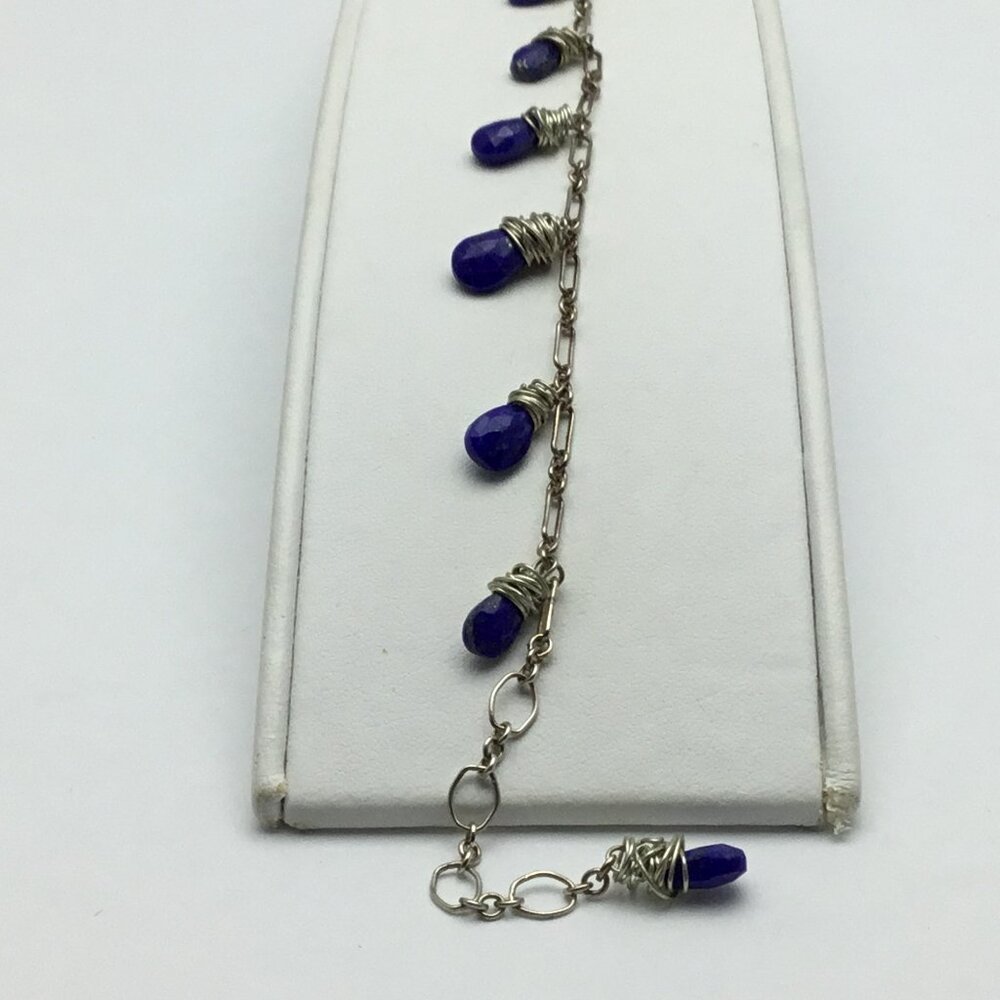 NWOT Artisan Argentium 930 Silver Natural Lapis Lazuli Brio Bracelet - Picture 3 of 4